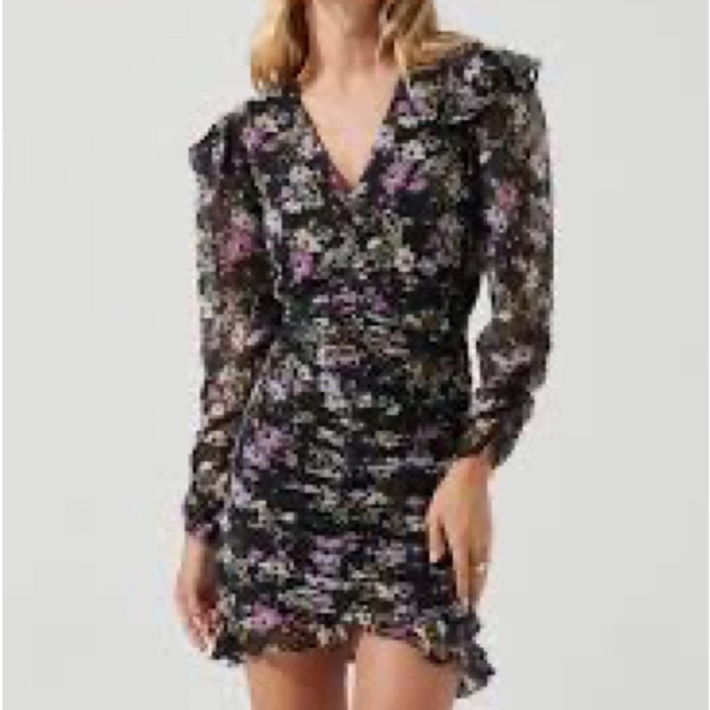 ASTR Black & Lilac Floral riches dress Size S